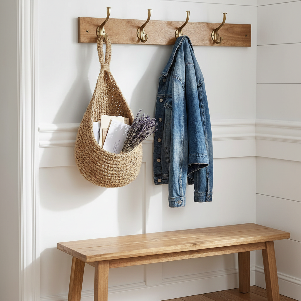 Entryway basket with Scandinavian background