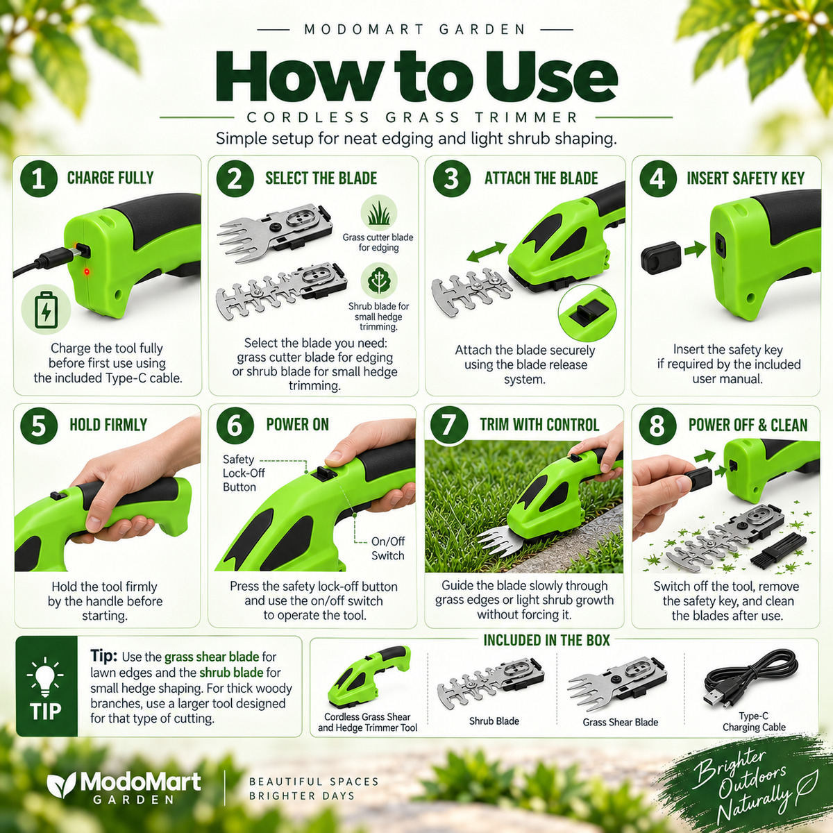 Cordless Hedge Trimmer and Grass Shears – Handheld Garden Shears