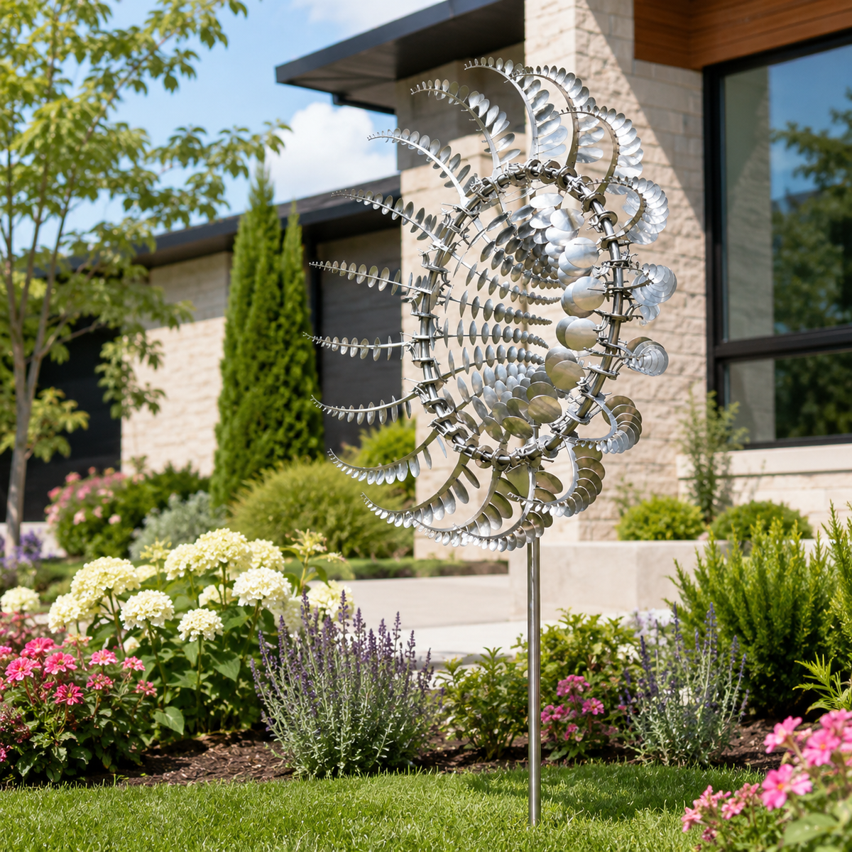 Kinetic Sculpture Wind Spinner – Stainless Metal Garden Art