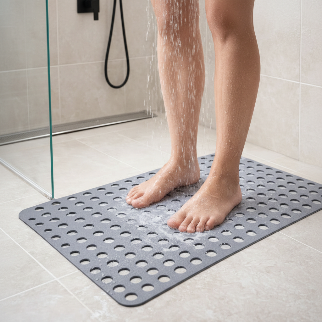 Feet with water - minimalist bathroom