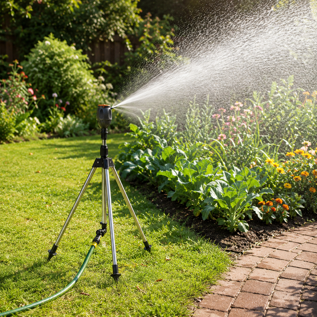 Adjustable Rotating Lawn Sprinkler – Garden Sprinkler with Tripod Stand