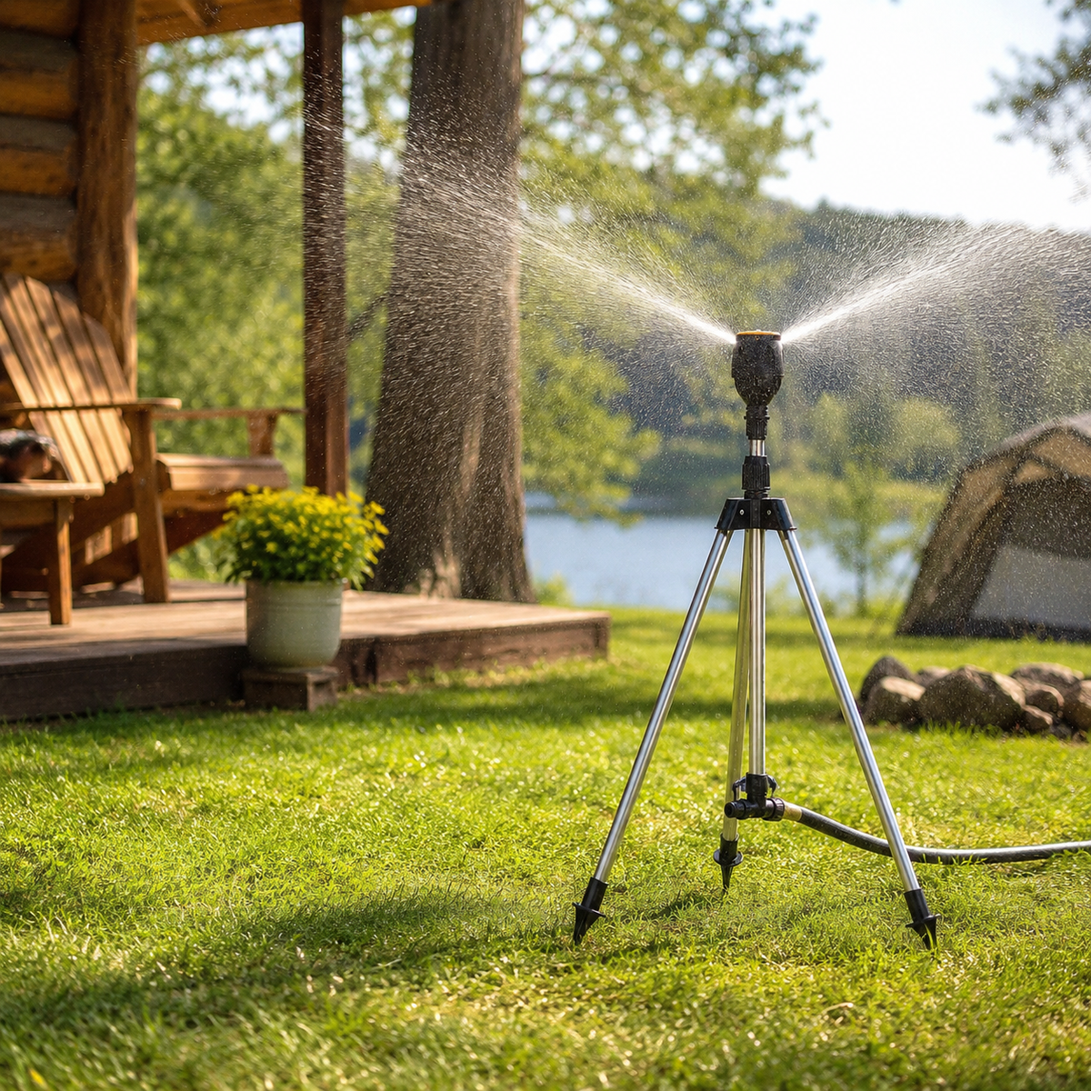 Adjustable Rotating Lawn Sprinkler – Garden Sprinkler with Tripod Stand