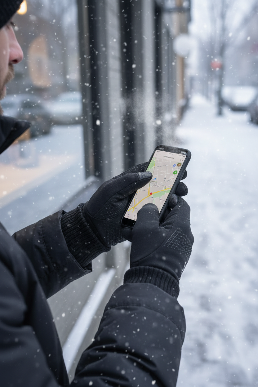 Insulated Waterproof Outdoor Gloves - winter city smartphone use