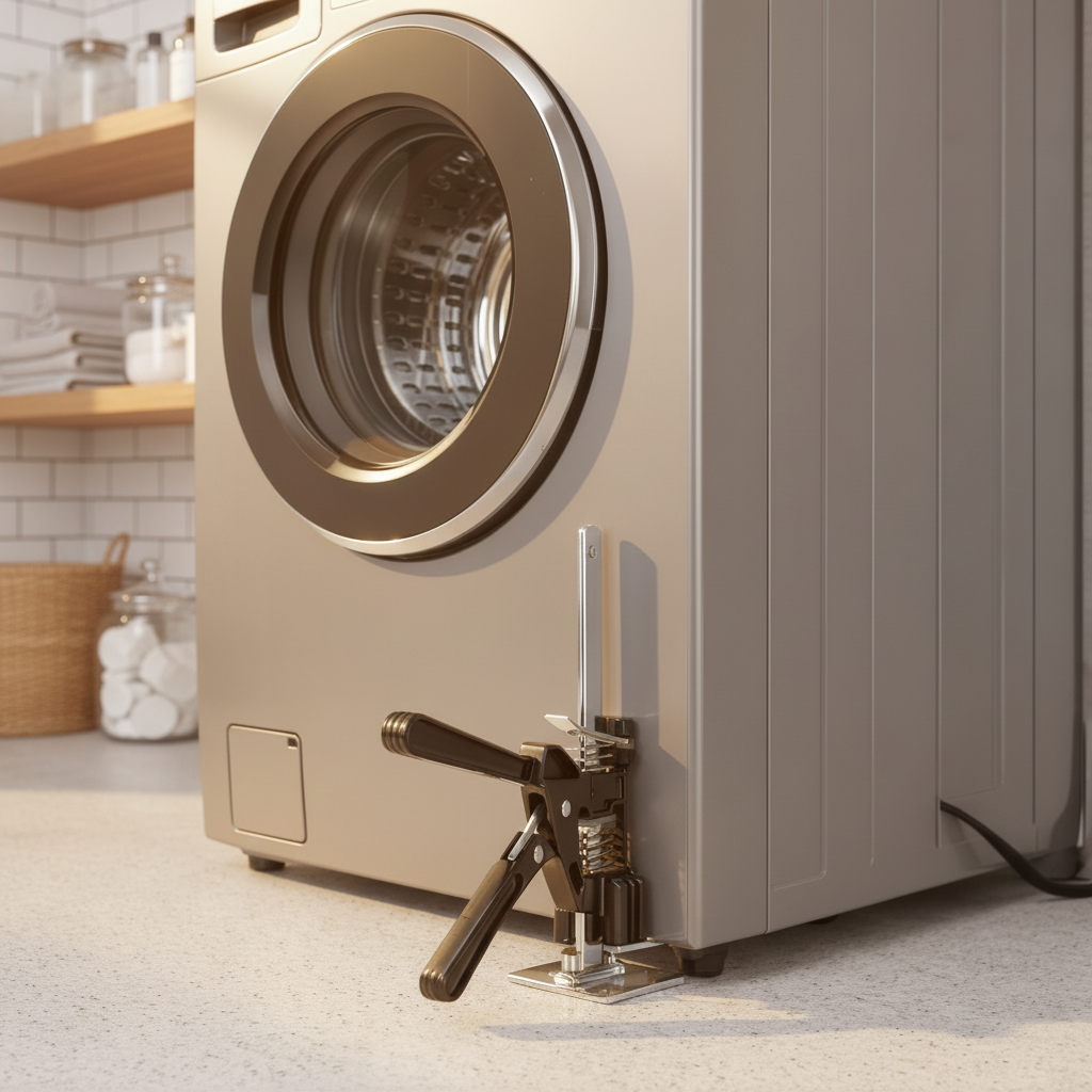 Laundry room with yellow walls