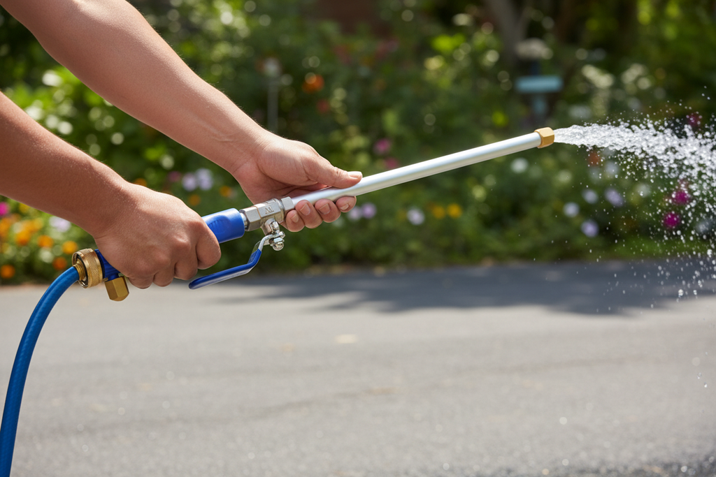 Lifestyle – Holding Spray Wand Outdoors