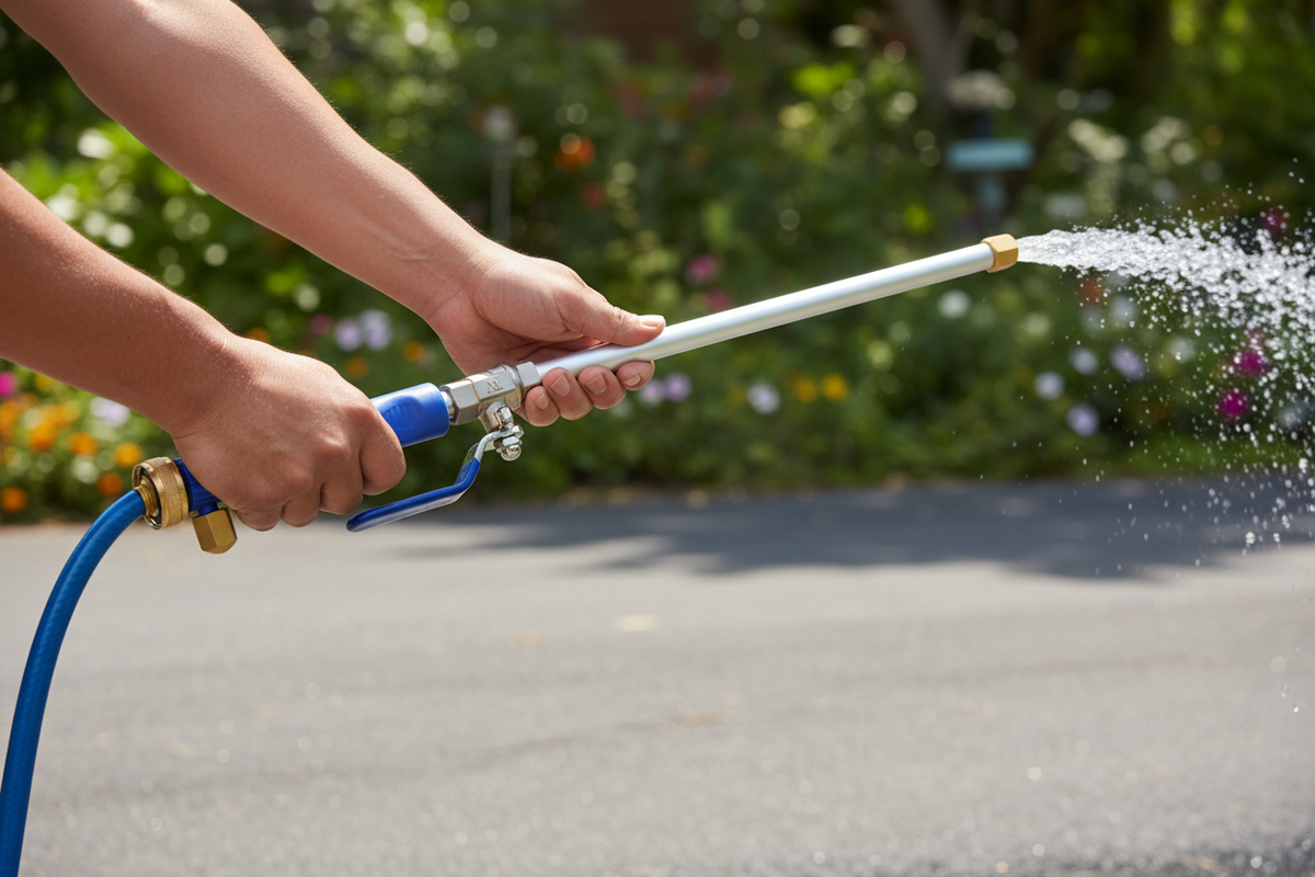 Lifestyle – Holding Spray Wand Outdoors