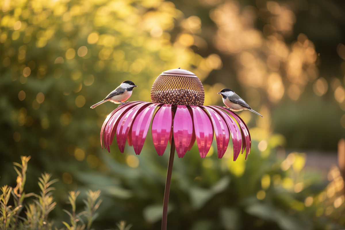 Flower Bird Feeder – Metal Garden Stake, 3 Colours