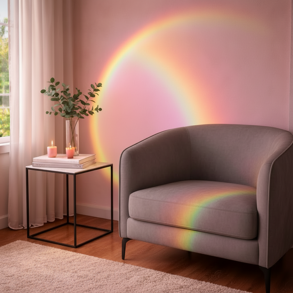 Pink rainbow projection - no lamp