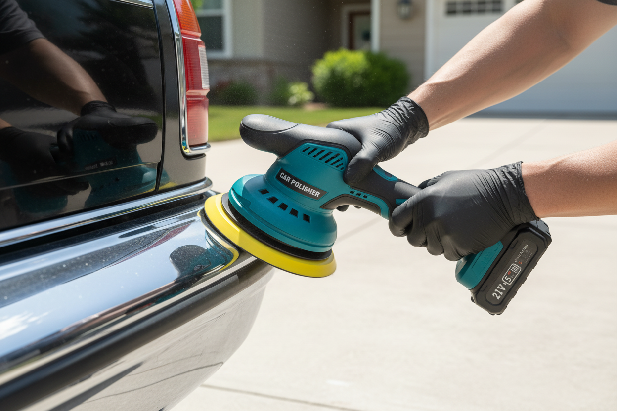 Polishing chrome bumper
