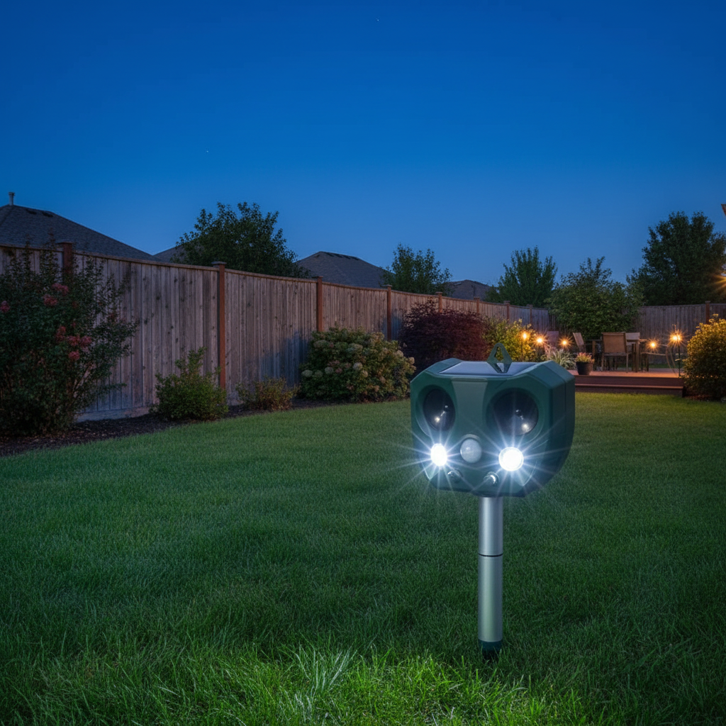 Solar Animal Repeller - twilight with LED lights