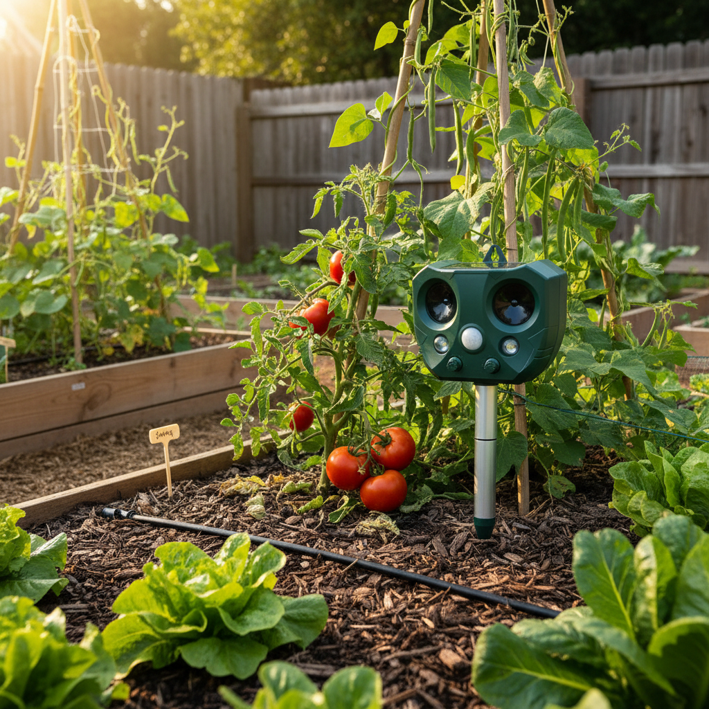 Solar Animal Repeller - vegetable garden ground level