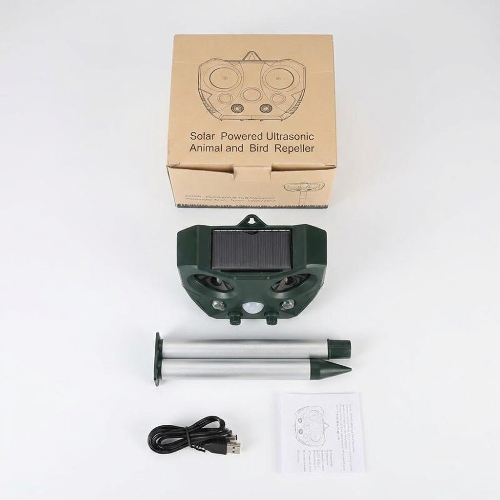 Solar Motion-Activated Ultrasonic Outdoor Animal Deterrent