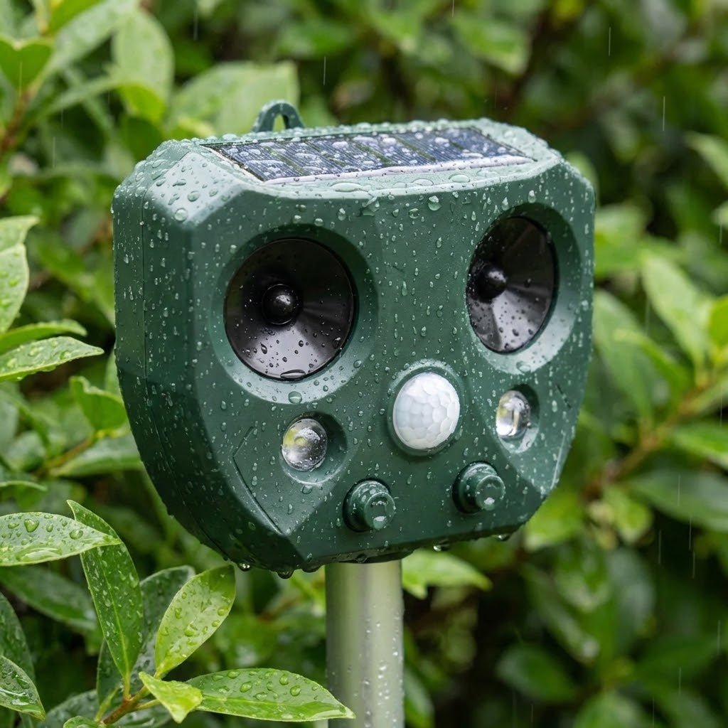Solar Motion-Activated Ultrasonic Outdoor Animal Deterrent