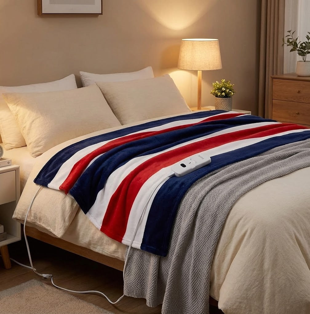 Electric Heated Fleece Throw Blanket with Adjustable Temperature Control