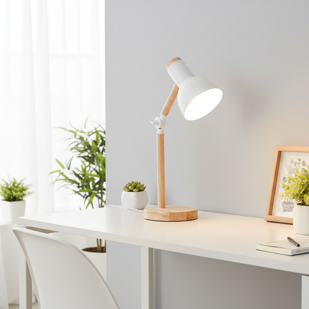 White lamp in bright contemporary office