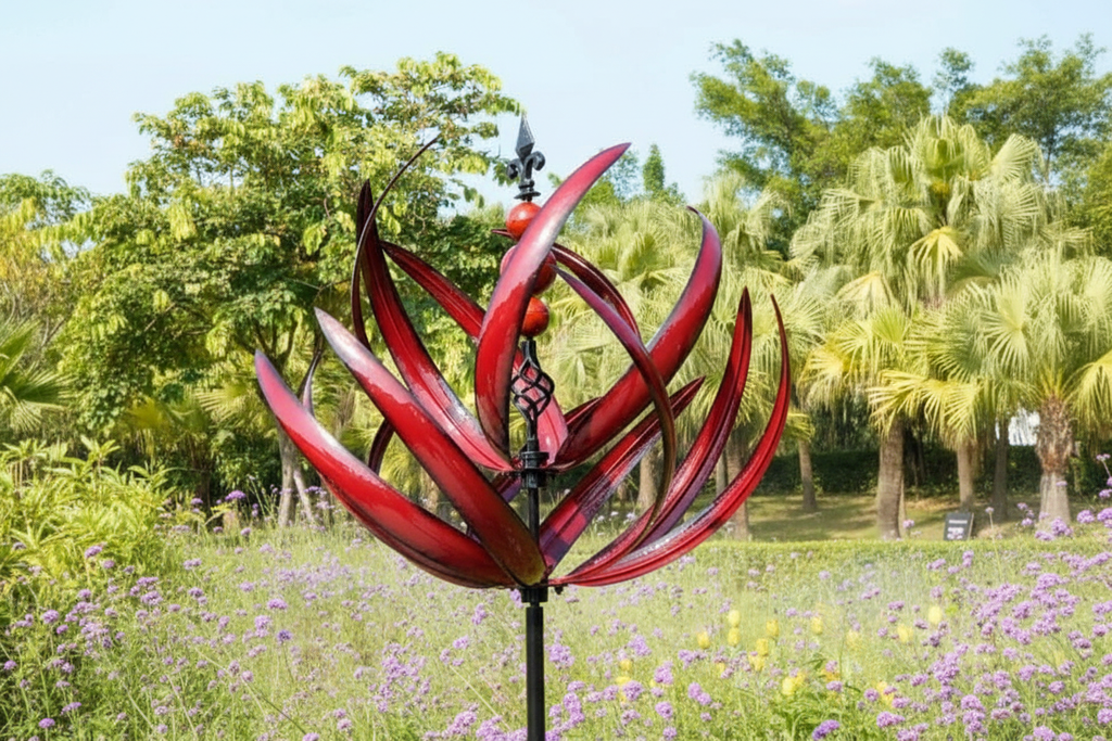 Lotus Wind Spinner – Metal Garden Decor and Garden Ornaments, 90cm