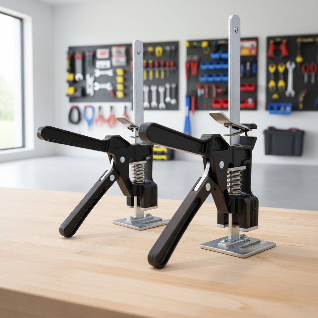 Workshop jacks with modern garage background